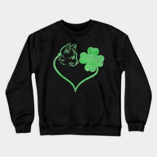 Cat Silhouette Shamrock St Patricks Day Kitten Lover Pet Crewneck Sweatshirt